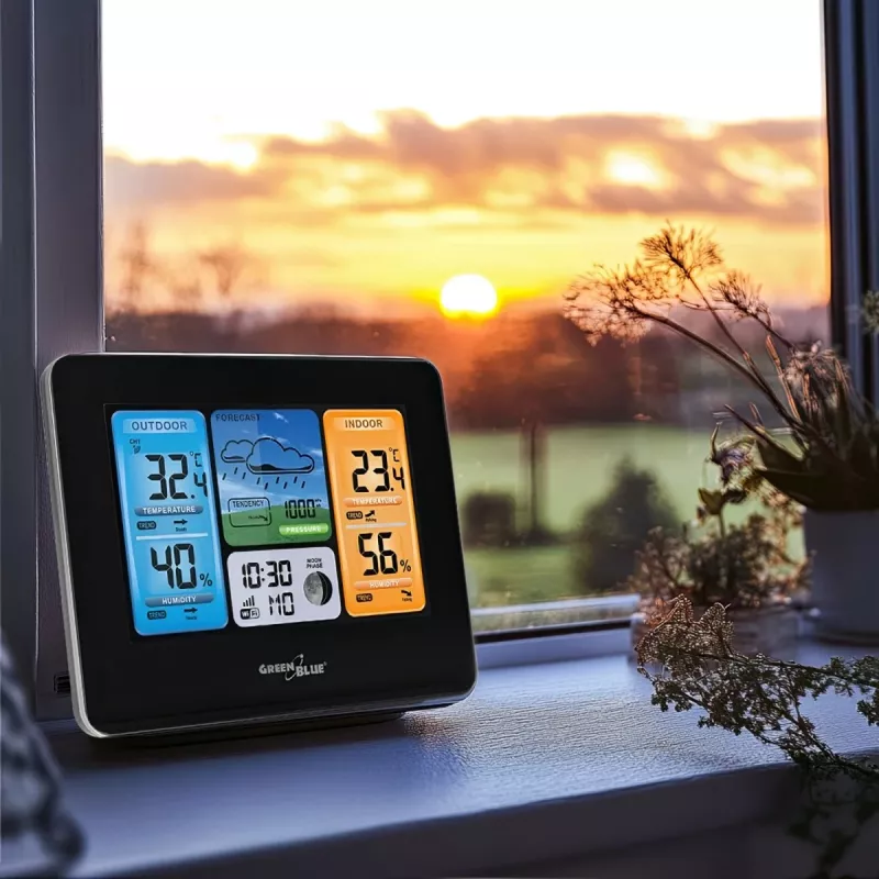 Greenblue 46003 Black LCD belaidė baterijų stotelė su lauko davikliu