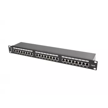 Pataisos skydelis 1U LANBERG PPS6-1024-B, 24 prievadų Cat6, metalinis, juodas, 442×114.5×44,5 mm