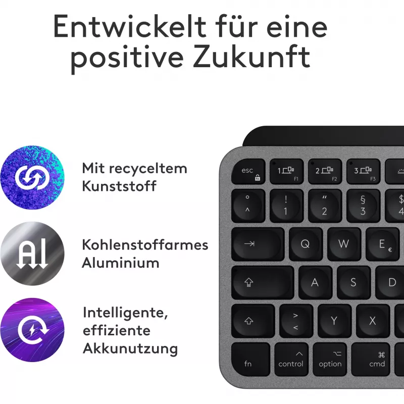 Klaviatūra Logitech MX Keys Mini For Mac QWERTZ vokiška juoda pilka