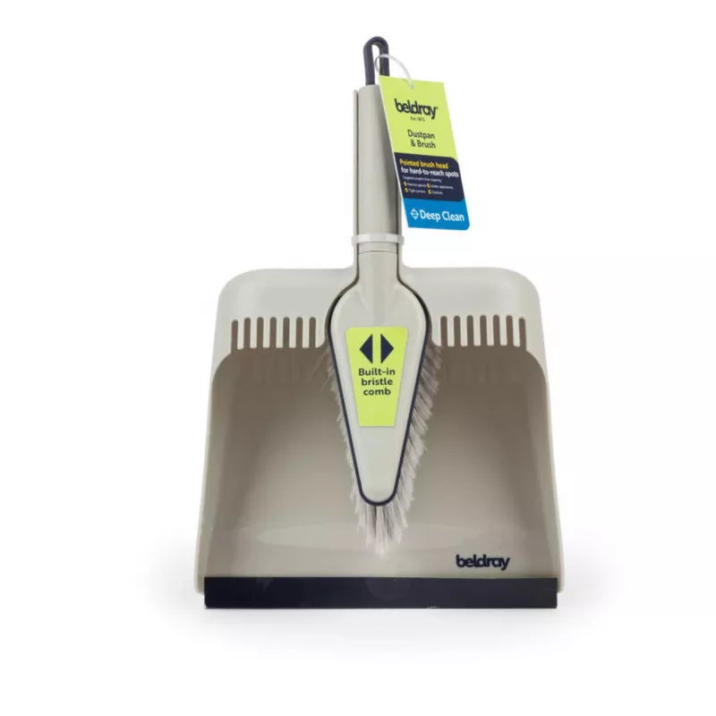 Šluotelės ir samtelio rinkinys Beldray LA032760PEU7 Deep Clean, kompaktiška rankinė šluotelė su kampuotais šereliais ir derantis samtelis