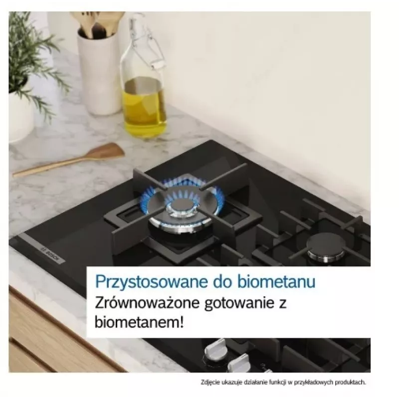 Įmontuojama dujinė kaitlentė Bosch PPP6A2I40, 4 zonos, ketiniai groteliai, juoda, 590×520×54 mm, sukamieji jungikliai