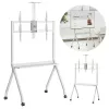 Grindinis stovas televizoriui MACLEAN MC-114 W, 55–100 colių, baltas, VESA iki 900x600, maks. apkrova 120 kg, aukštis 115–152 cm, lentyna