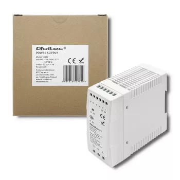 Qoltec maitinimo šaltinis DIN bėgiui | 60W | 12V | 5A | Baltas | Siauras