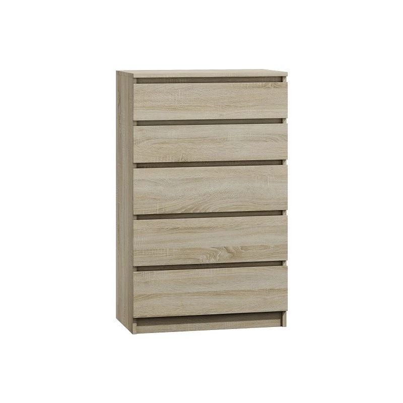 Komoda Top e shop M5 SONOMA – 5 stalčių, ąžuolo spalvos, 700×400×1120 mm, medžio drožlių plokštė
