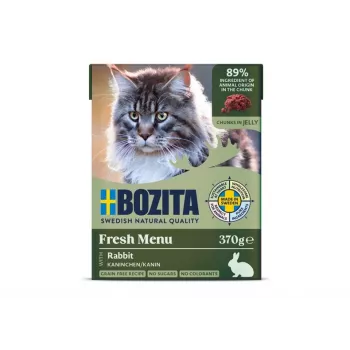 BOZITA Rabbit in Jelly šlapias kačių ėdalas triušiena drebučiuose, 370 g