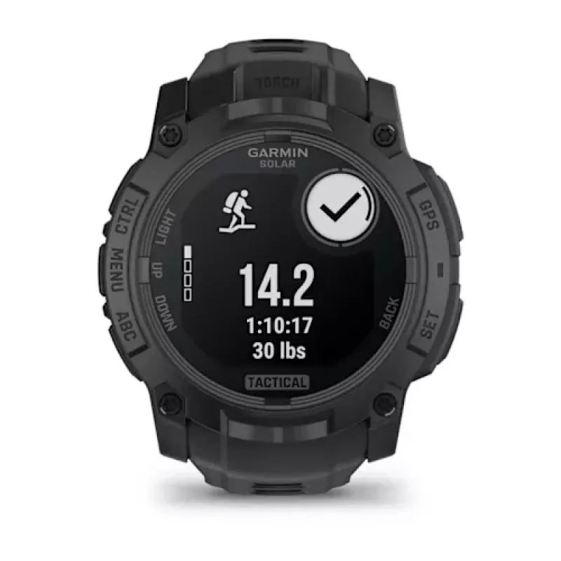 Išmanusis laikrodis GARMIN Instinct 3 – 45 mm, 3,05 cm (1,2 colio) AMOLED 390×390 liečiamas ekranas, 4 GB, GPS, silikoninis dirželis juodas, 53 g
