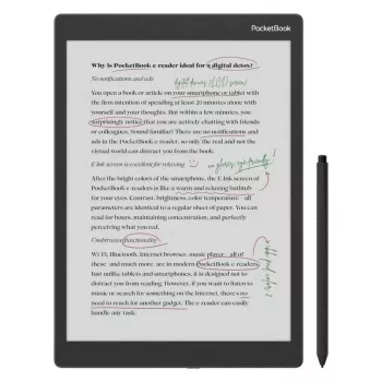 E. knygų skaityklė PocketBook Color Note 10.3 colio E Ink Kaleido, 32 GB, Wi-Fi, jutiklinis ekranas, juoda/mėlyna