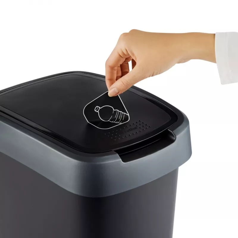 Rotho Twist 25 L stačiakampis polipropileninis šiukšlių konteineris — 25 L, 476×333×252 mm, juodas