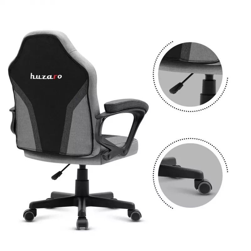 Žaidimų kėdė vaikams Huzaro HZ-Ranger 1.0 Gray tinklelis, pilka ir juoda
