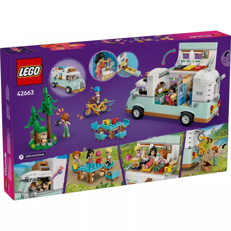 LEGO Motor Home 42663 – LEGO Friends kemperinė mašina, 778 dalių, 3 mini-lėlės, nuo 7 metų
