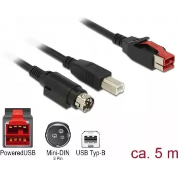 USB kabelis DeLOCK 85491 USB 2.0 5 m USB B juodas