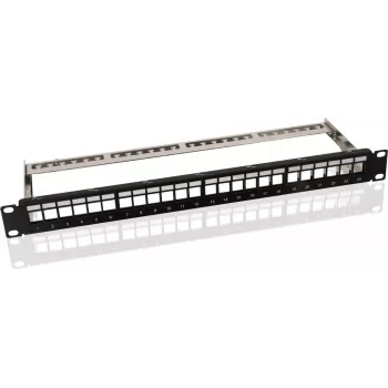helos Modular Rack Keystone Patch Panel 19 inch 1U 24-Port, juoda