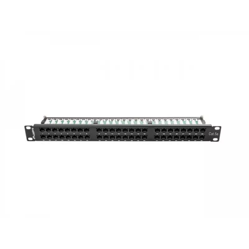 LANBERG PPU5-1048-B 1U, 48 prievadų Cat5e, juoda, 445×102×44.5 mm