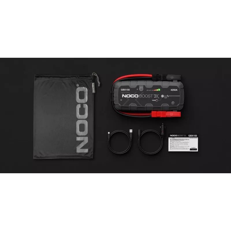 Automobilio užvedimo starteris NOCO GBX155, 4250 A išėjimas, 99 Wh Li‑Jon, 60 W įkrovimas, IP65, įmontuotas 500 lm LED žibintuvas