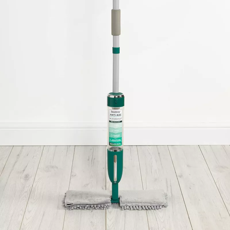 Beldray BEL01121-VDEEU7 antibakterinė grindų plaušinė su purkštuvu, 400 ml pildoma kasetė, žalia