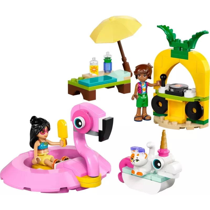 Konstruktorius LEGO Friends 42658 Baseinas su vienaragiu ir flamingo, personažai ir aksesuarai