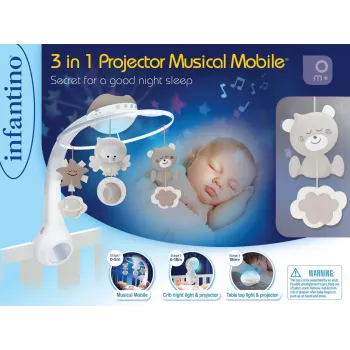3in1 muzikinis projekcinis mobilis smėlio spalvos
