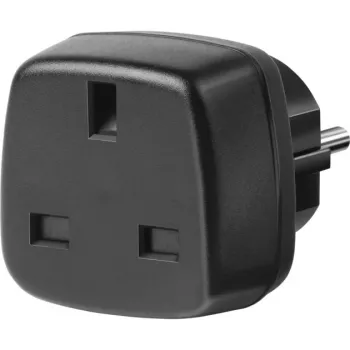 Kelioninis adapteris UK / įžemintas kištukas, lizdo adapteris juodas
