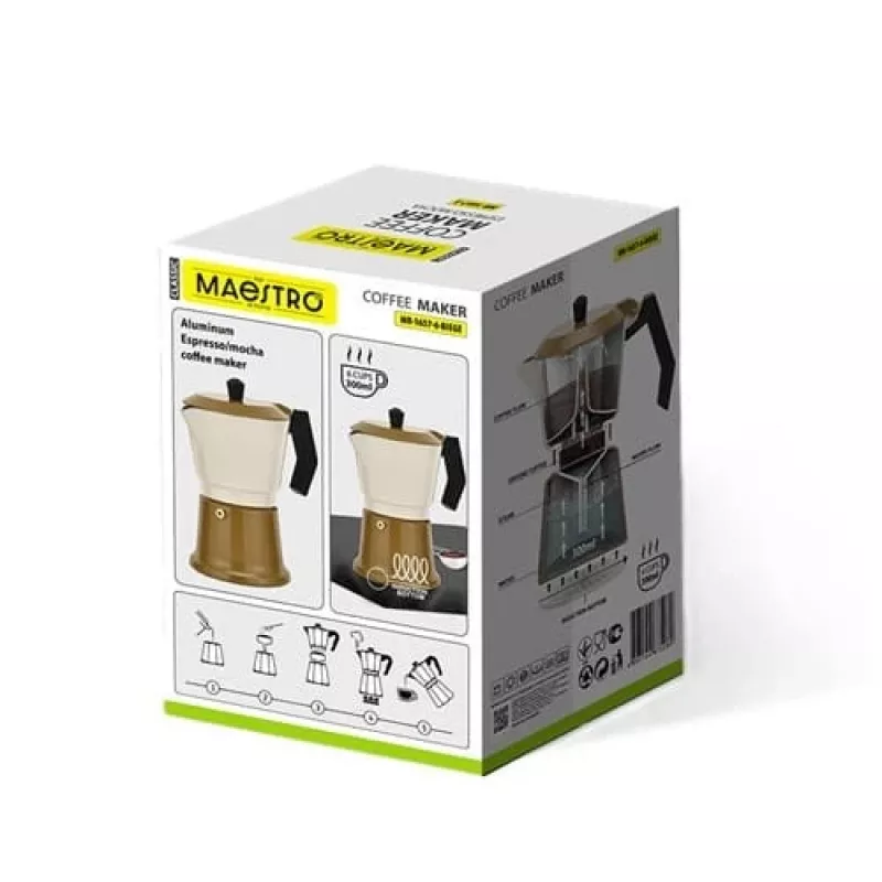 Stovetop espresso virimo aparatas Maestro MR-1657-6-BEIGE aliuminis 6 puodeliams