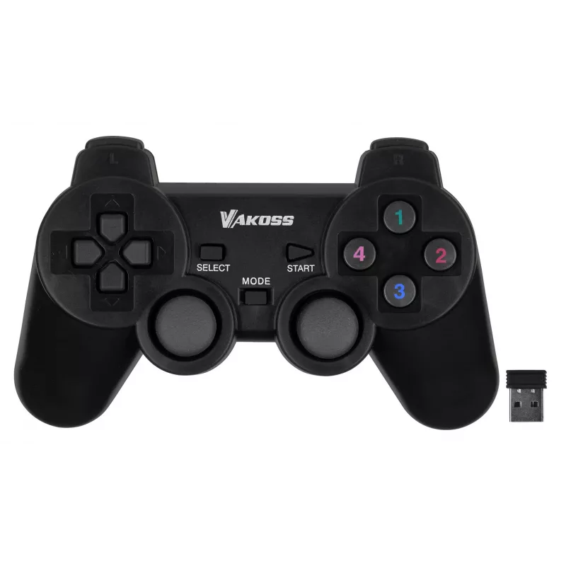 Žaidimų pultas VAKOSS GP-3925BK Juodas belaidis RF analoginis/digitalinis PC ir PlayStation 3, 12 mygtukų, 2,4 GHz, nano imtuvas