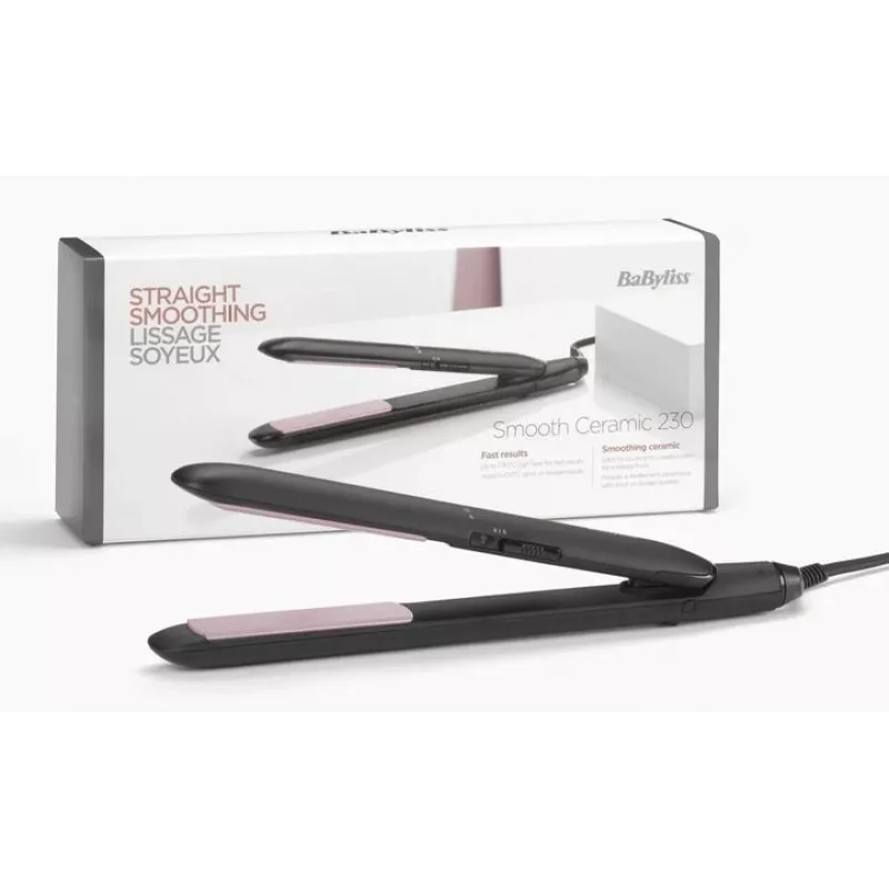 Tiesintuvas plaukams BaByliss CERAMIC 230 – keraminės plokštelės, 2 šilumos lygiai, 1,8 m laidas, juoda