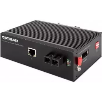 Intellinet pramoninis Fast Ethernet media keitiklis, 100Base-TX į 100Base-FX (SC) vienmodis, 20 km, IP40 korpusas, DIN bėgelis