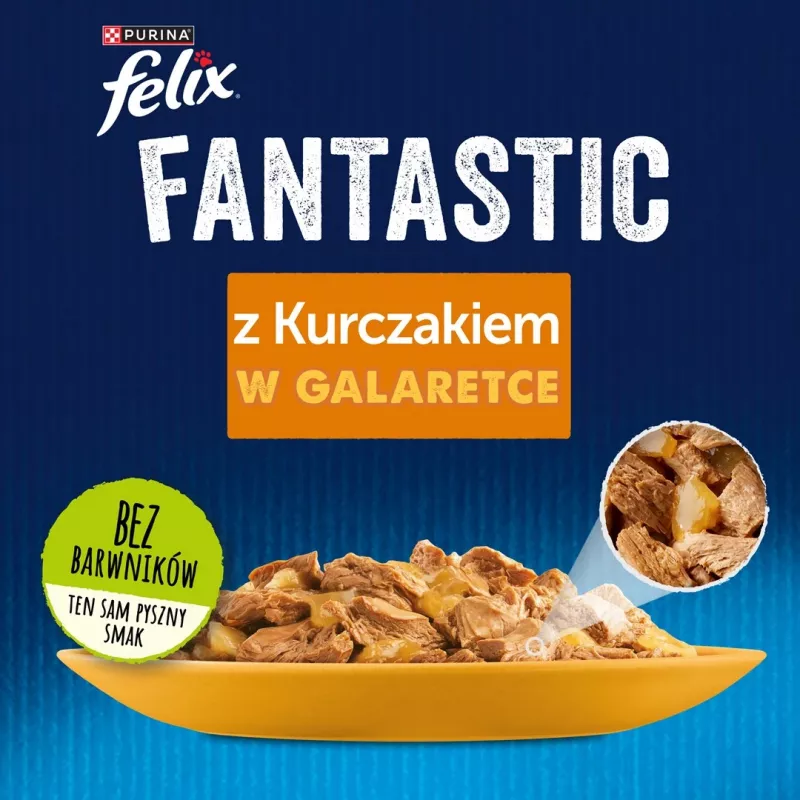 Šlapias kačių maistas Felix PURINA maišelyje 85 g – vištienos skonis, suaugusioms katėms