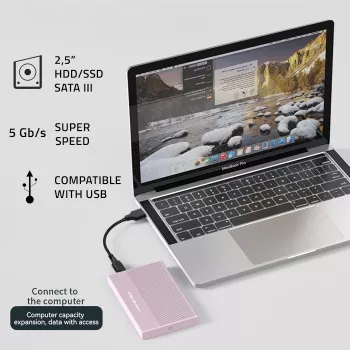 Korpusas 2,5 colių SATA HDD/SSD diskui, USB 3.0, 2TB