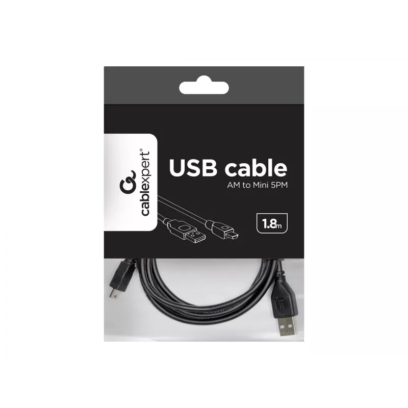 Gembird 1.8m USB 2.0 A/mini-USB M USB kabelis USB A Mini-USB B Juoda