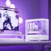 Jonsbo D200 baltas mATX mid-tower korpusas su grūdintu stiklu ir Mini Temp ekranu