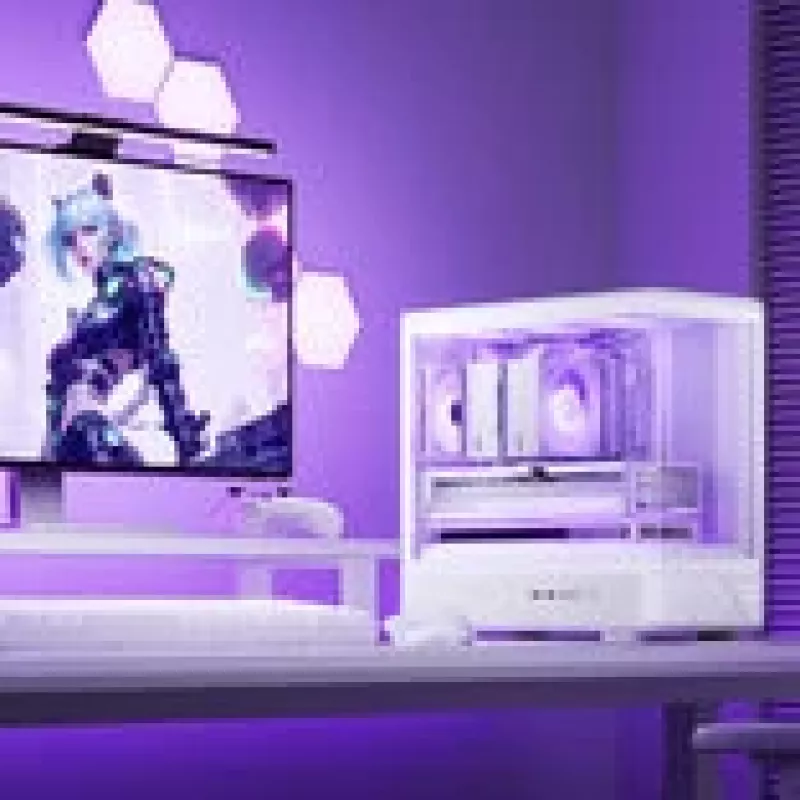 Jonsbo D200 baltas mATX mid-tower korpusas su grūdintu stiklu ir Mini Temp ekranu