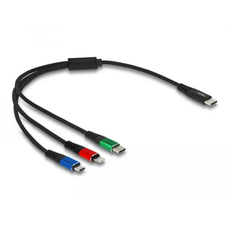 DeLOCK USB įkrovimo kabelis 3 in 1 USB Type-C Lightning Micro USB 30 cm