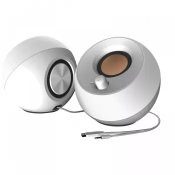 Creative Pebble 2.0 staliniai stereo garsiakalbiai, balti