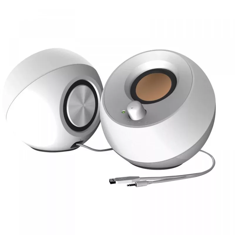 Creative Pebble 2.0 staliniai stereo garsiakalbiai, balti