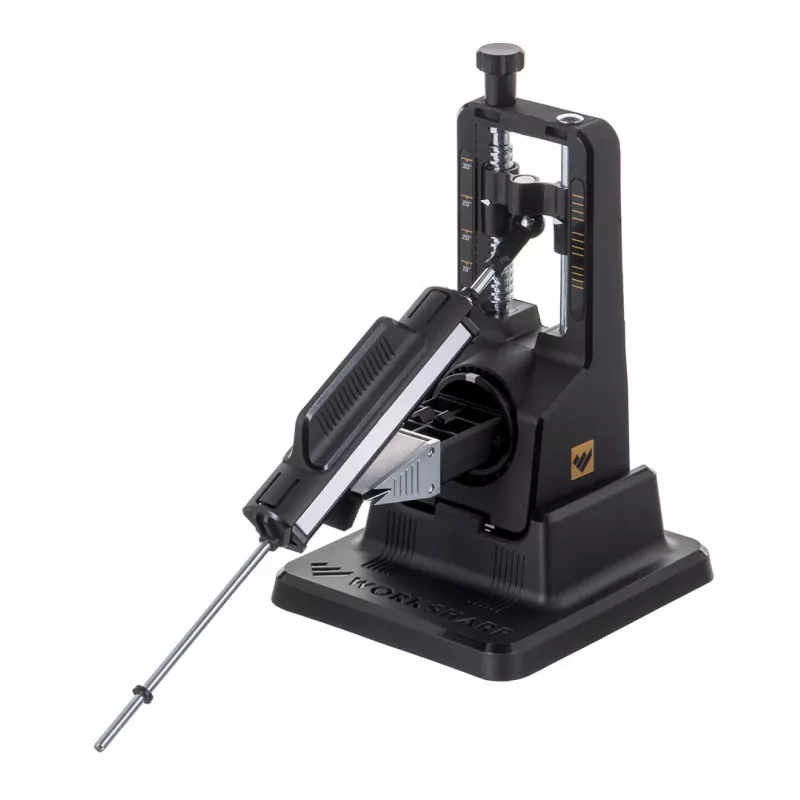 Pjovimo galąstuvas Work Sharp Precision Adjust 09DX164 reguliuojamu kampu su keraminiu glaistymo strypu, deimantinėmis plokštelėmis, juodas, 243,8×165,1×143,3 mm