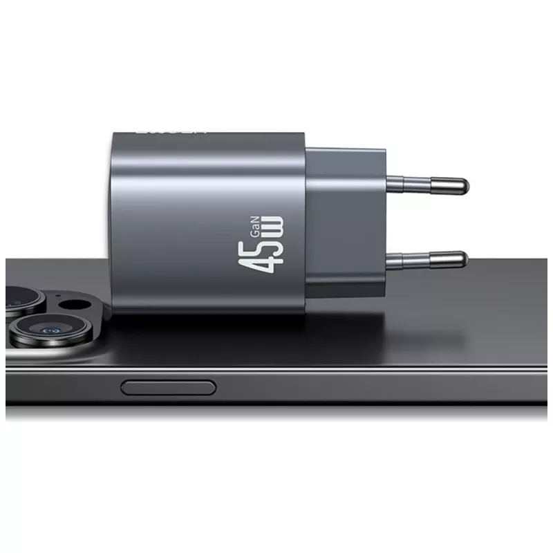 Įkroviklis USAMS CC290 T66 45W GaN greitas įkrovimas sidabrinis