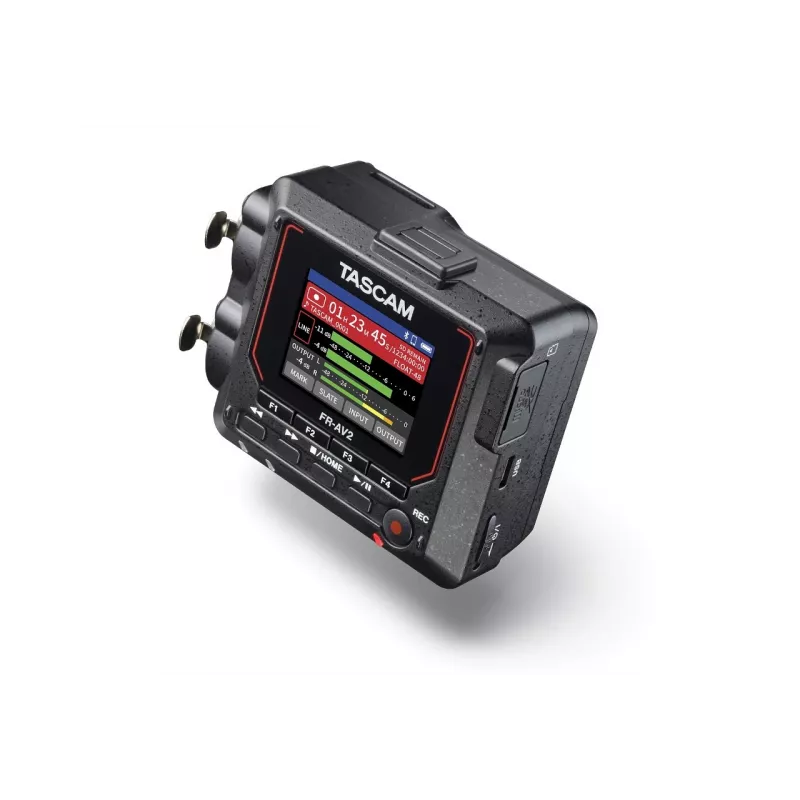 Nešiojamas garso diktofonas Tascam FR2-AV – 2 takeliai, 2 XLR combo įėjimai, USB-C sąsaja, 48–192 kHz, 24/32 bitai, microSD iki 512 GB