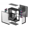 Korpusas DeepCool CG580 4F Midi Tower — ATX/MicroATX/ITX, grūdintas stiklas, 3×120 mm + 1×120 mm ventiliatoriai, 2×3.5 colio ir 2×2.5 colio diskų vietos, USB-A×2 USB-C×1, juodas
