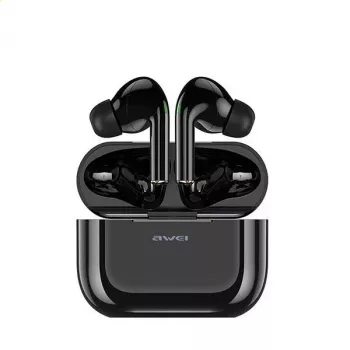 AWEI T29 TWS belaidės Bluetooth 5.0 ausinės su įkrovimo stotele juoda/juoda