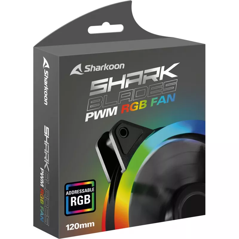 SHARKOON Shark Blades PWM ARGB 120mm korpuso ventiliatorius – juodas