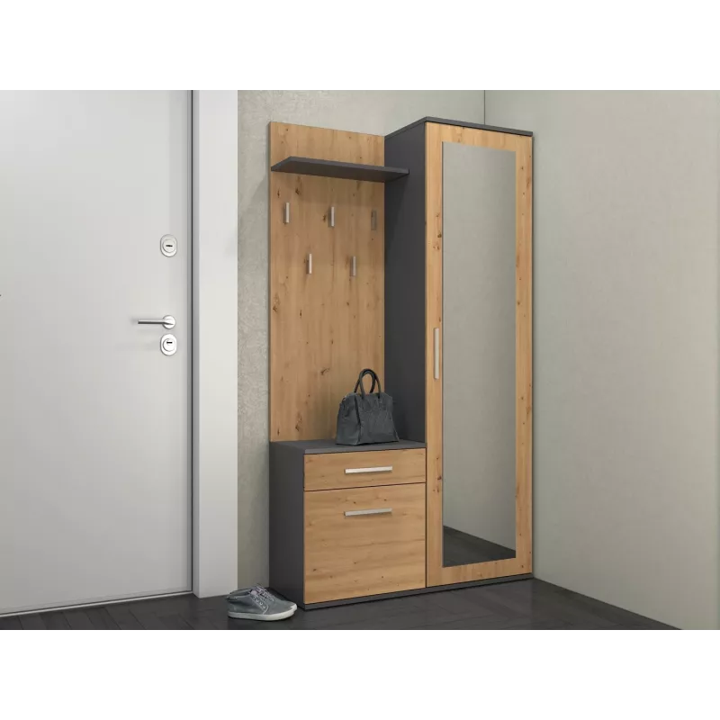 Spintelė prieškambariui Top e shop GARD DUO ANT/ART KPL — 2 varstomos durys, medžio drožlių plokštė, 1000×350×1800 mm