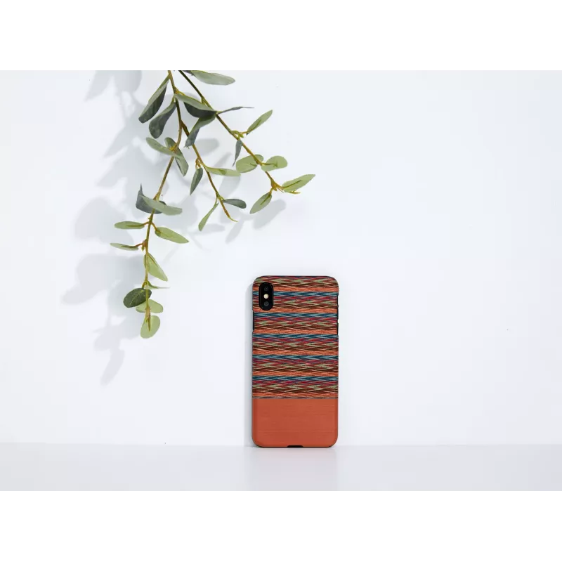 Dėklas iPhone XS Max man and wood su languotu rudu raštu ir juodu apvadu