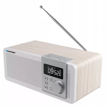 Nešiojamas radijo imtuvas BLAUPUNKT PP14BT su Bluetooth, MP3, MicroSD, USB ir žadintuvu — 6 W, baterija/maitinimas tinklu, 230×118×90 mm