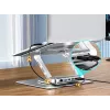 Nešiojamojo kompiuterio stovas Unitek D1109B01 – aliumininis reguliuojamas stovas su atjungiamu USB‑C moduliu, HDMI 4K, PD 100W, 2x USB‑A, RJ‑45, tinka iki 17 colių