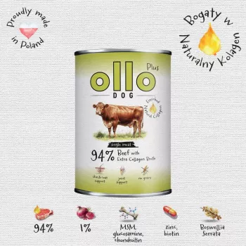 Ollo Plus Kolagen Beef 400g šunų ėdalas skardinėje