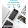 Nešiojamas įkroviklis Anker A1383011 — 20000 mAh, 1× USB-A + 1× USB-C, bendra 3.6 A, juodas