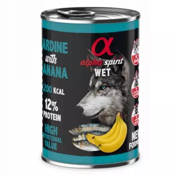ALPHA SPIRIT WET Sardinė su bananais - šlapias šunų maistas - 400g