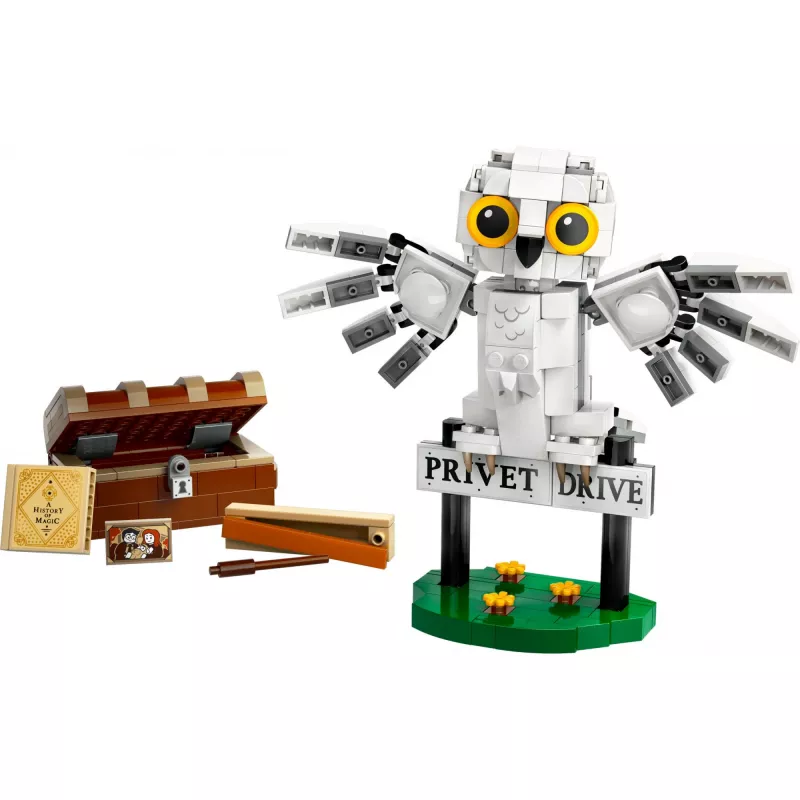 LEGO Harry Potter Hedviga ant Ligustrų gatvės modelis 76425 – 337 detalių, 100 mm aukštis, rekomenduojamas amžius 7+