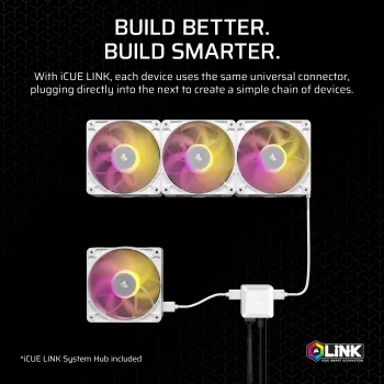 Ventiliatorius Corsair iCUE LINK RX140 MAX RGB 14 cm baltas 2 vnt. 300-1600 RPM
