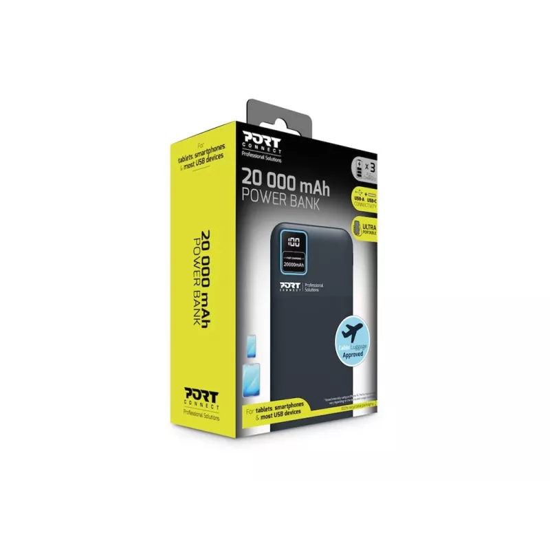 Nešiojamas maitinimo blokas Port Designs 907002 20000 mAh Greitas įkrovimas
